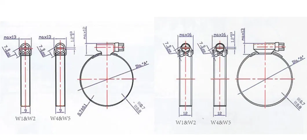 German Type Stainless Steel Hose Pipe Clamp